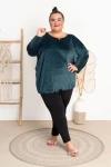 Bluza ze ściągaczem Welurowa COSMO petrol Plus Size 50-56