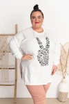 Bluza z rozporkami DIEGO krem Plus Size 48/54