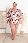 Bluza Welurowa z troczkiem BETTY wzór 2 Plus Size 50-58