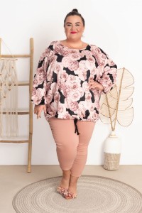 Bluza Welurowa z troczkiem BETTY wzór 2 Plus Size 50-58