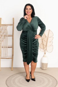 Sukienka Welurowa KAYALI butelkowa zieleń Plus Size 42/46