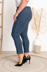 Spodnie w gumę 7/8 JEANGA 03 niebieskie Plus Size 42-60