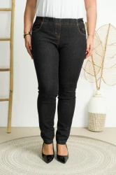 Spodnie jeans w gumę slim fit JEANGA 01 grafit Plus Size 42-60