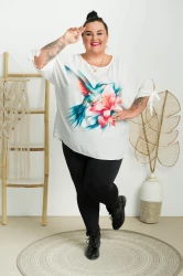 Bluzka Nietoperz biała SOLID Koliber Plus Size 50/56