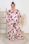 Bluza welurowa ze ściągaczem DARIA VNeck wzór 1 Plus Size 50-58