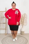 Bluza z rozporkami RENDY czerwona Plus Size 46/50