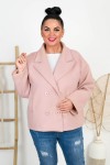 Krótki Płaszczyk Dwurzędowy DALTON pudrowy Plus Size 46/52