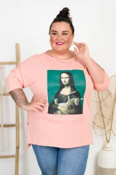 Bluzka Laserówka CARO Mona Lisa morela Plus Size 50/56