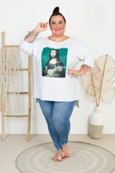 Bluzka Laserówka CARO Mona Lisa biała Plus Size 50/56