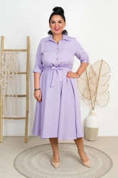 Sukienka z paskiem ILONA lila Plus Size 44-52