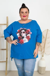 Bluzka Laserówka CARO Muerte niebieska Plus Size 50/56 