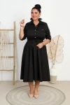 Sukienka z paskiem ILONA czarna Plus Size 44-52
