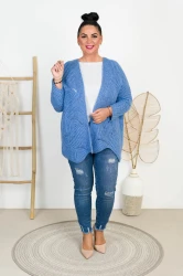 Kardigan ażurowy MOLI niebieski Plus Size 44/52