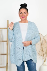 Kardigan ażurowy MOLI błękitny Plus Size 44/52