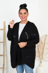 Kardigan ażurowy MOLI czarny Plus Size 44/52