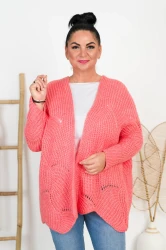 Kardigan ażurowy MOLI łosoś Plus Size 44/52