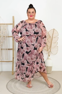 Siateczkowa Sukienka Maxi ISANA wzór 6 Plus Size 46-54