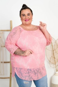 Tunika Koronkowa SOFIJA brzoskwiniowa Plus Size 42-52