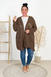 Kardigan ażurowy MOLI czekoladowy Plus Size 44/52