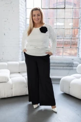 Elegancki Komplet bawełniany RIXI white-black Plus Size 44-52