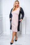 Sukienka z suwakami IRMA beżowo-czarna Plus Size 44-56