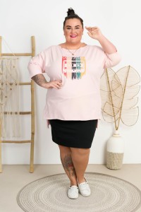 Bluzka Laserówka CARO Kaseta pudrowa Plus Size 50/56