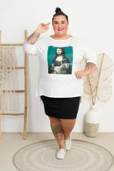 Bluzka Laserówka CARO Mona Lisa ecru Plus Size 50/56