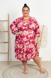 Sukienka szyfonowa DŻOANN burgund Plus Size 48/52