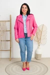 Ramoneska z Ekoskóry BABYLON różowa Plus Size 46-56