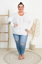 Sweter CARMEN Serce ecru Plus Size 42/50