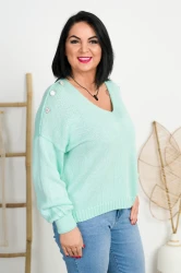 Sweterek z guzikami MARCUS miętowy Plus Size 44/50