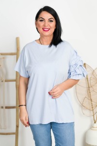 Bluzka z falbankami na rękawie DEMI błękitna Plus Size 44/50