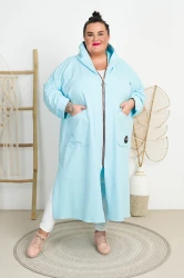 Dresowy Płaszcz z rozporkami LOYD błękitny Plus Size 44-60