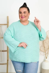 Sweter w łódkę COCO mięta Plus Size 48/52