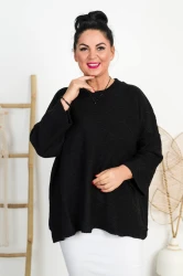 Sweter w łódkę COCO czarny Plus Size 48/52