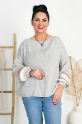 Sweter oversize LUNA siwy Plus Size 44/50