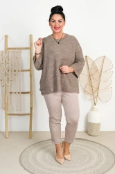 Sweter w łódkę COCO brąz Plus Size 48/52