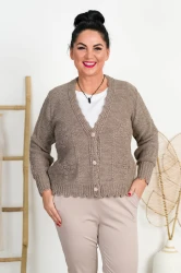 Sweterek na guziki CARLA latte Plus Size 44/50