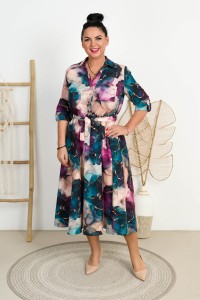 Sukienka z paskiem ILONA marmurek Plus Size 44-52
