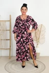 Sukienka Hiszpanka z rozporkiem BOBBY kwiaty na czarnym Plus Size 44/50