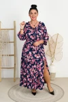 Sukienka Hiszpanka z rozporkiem BOBBY kwiaty na granacie Plus Size 44/50