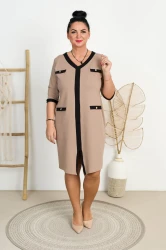 Elegancka Sukienka z kontrastem MONA fango Plus Size 44-50
