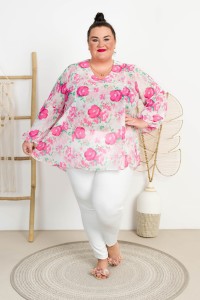 Bluzka trapezowa Szyfonowa MEGI wzór 2 Plus Size 44-54