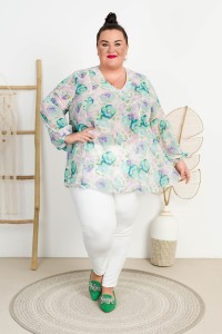 Bluzka trapezowa Szyfonowa MEGI wzór 3 Plus Size 44-54
