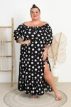 Sukienka Hiszpanka z rozporkiem BOBBY grochy Plus Size 46/52