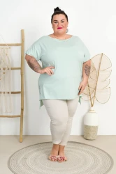 Bluzka Laserówka IRINA szałwiowa Plus Size 48/54