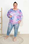 Bluza welurowa ze ściągaczem ARIA wzór8 Plus Size 48-58