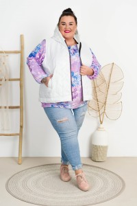 Krótki Bezrękawnik GWEN biały Plus Size 44-54