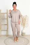 Komplet z kieszonką WESTON beżowy Plus Size 42-48