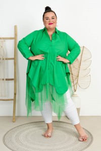 Tunika Koszulowa z tiulem LORAX zielona Plus Size 48/54